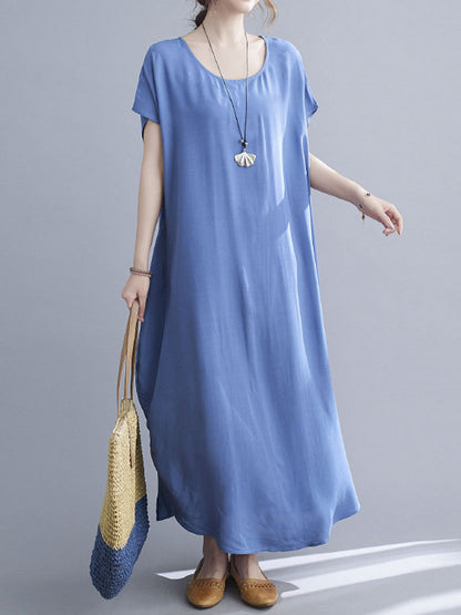 Square Neck Cap Sleeve Rib Knit Midi Dress