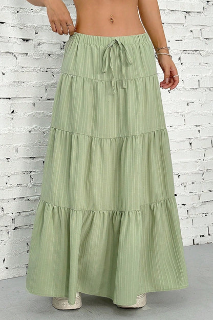Tiered Drawstring Maxi Skirt