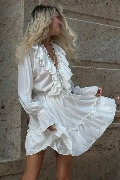 Long Sleeve Ruffled Tiered Mini Dress