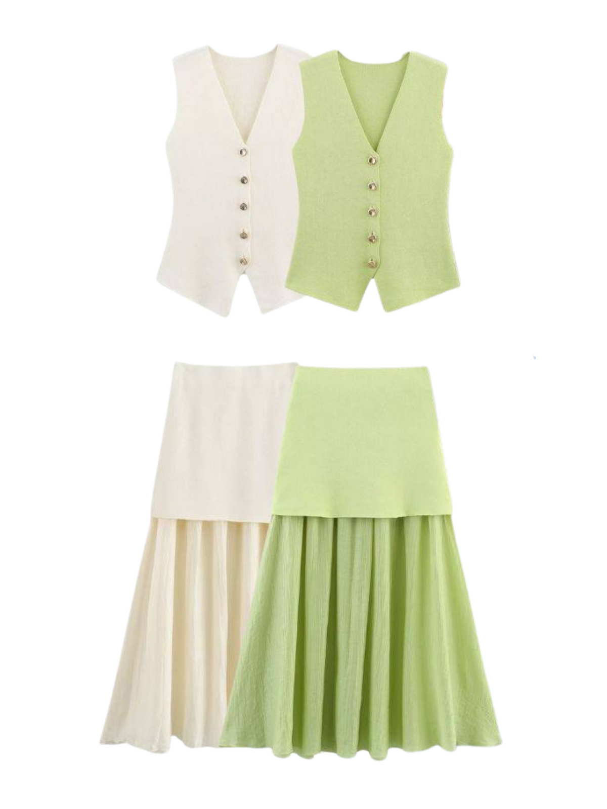 Renee Button Midi Skirt Set