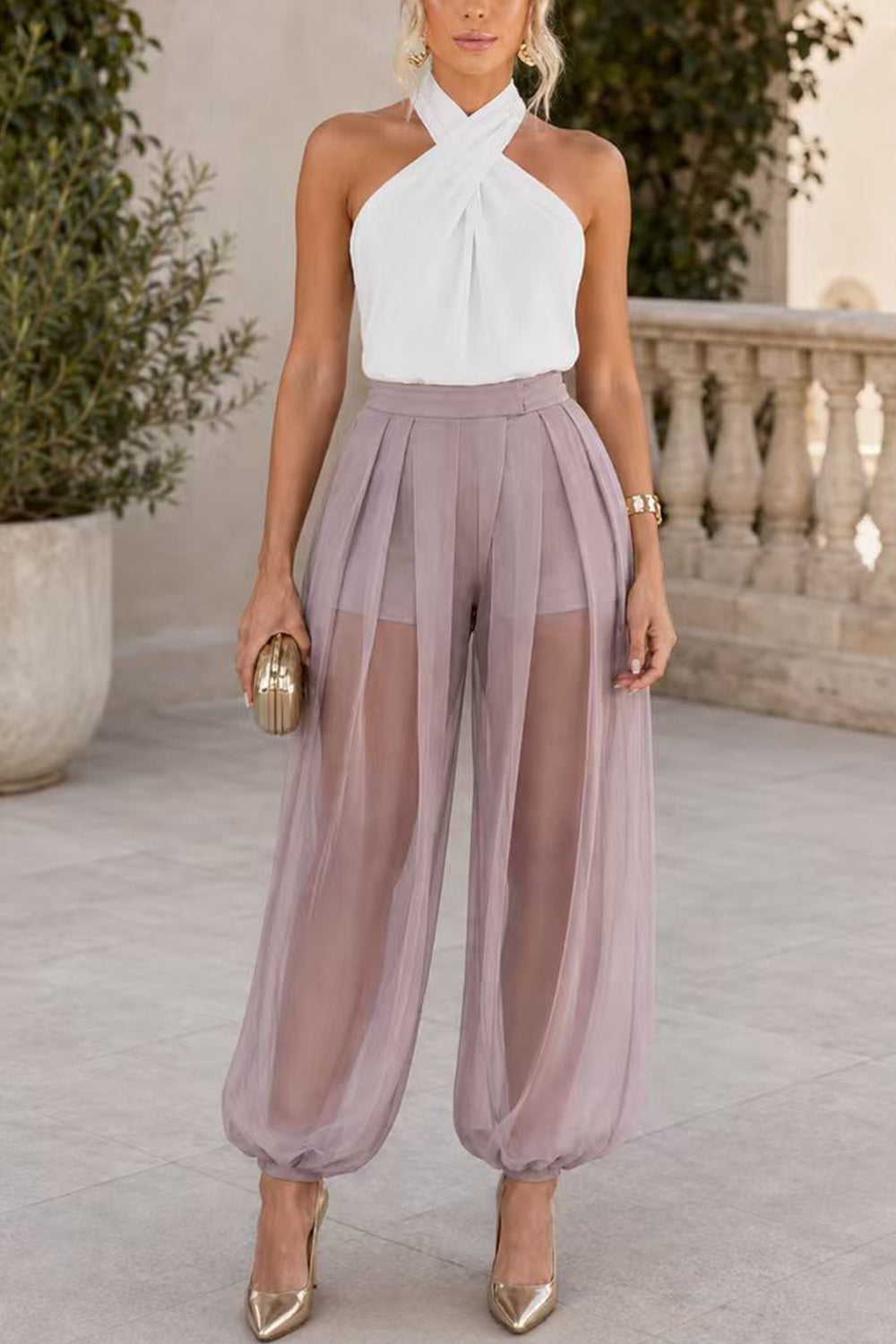 High Rise Sheer Balloon Pants