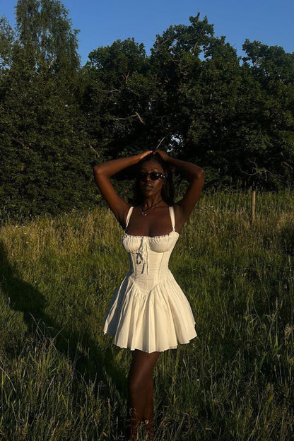 Lace Tie Back Mini Dress