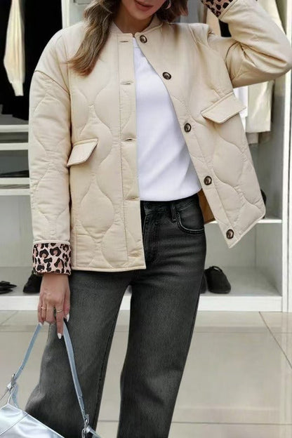 Patchwork Leopard Print Relaxed Jacket