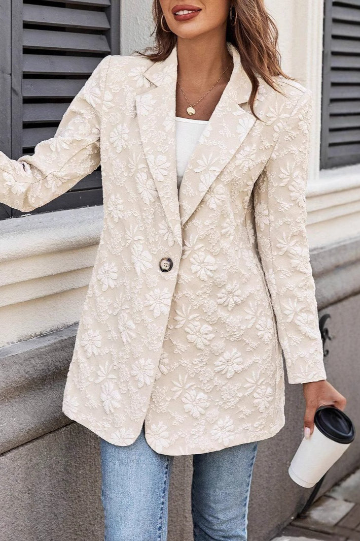 Jacquard Slim Fit Single-Button Blazer