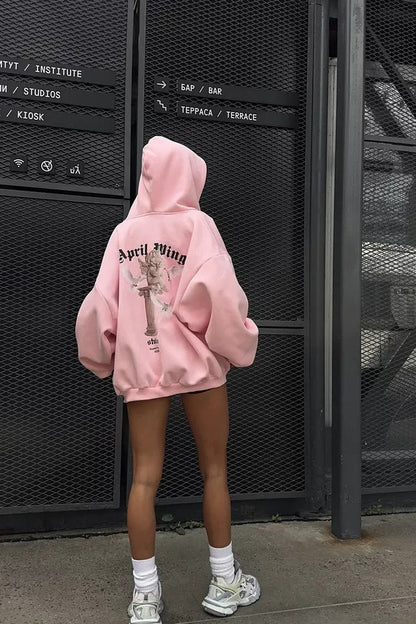 Sweet & Spicy Back Print Loose Zip Hoodie