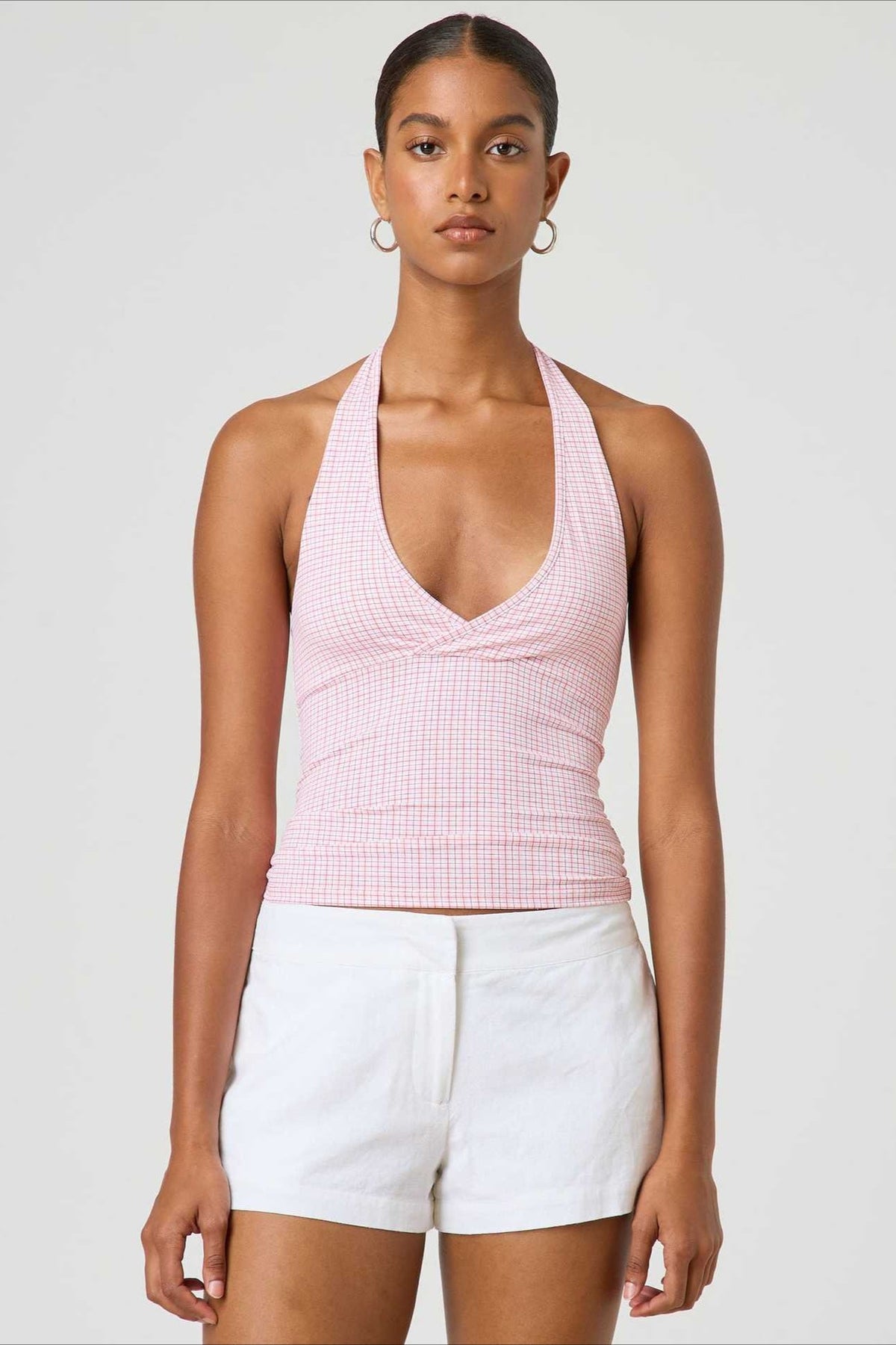 Sexy Polka Dot Plaid Slim Halter Top