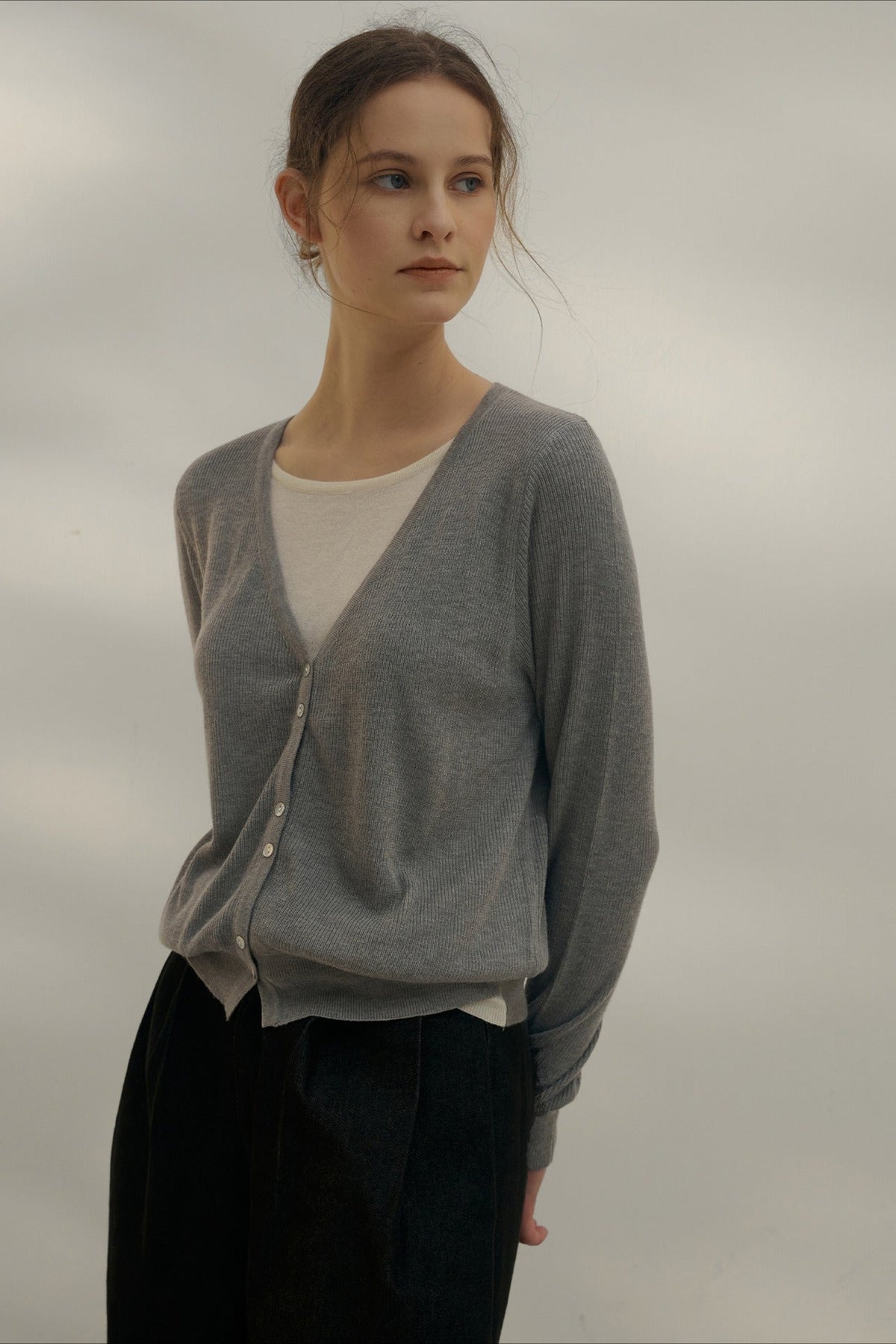 Color Block Layered V-Neck Knit Top