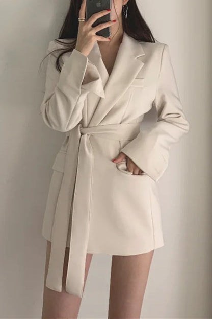 Belted Loose Fit Straight Blazer