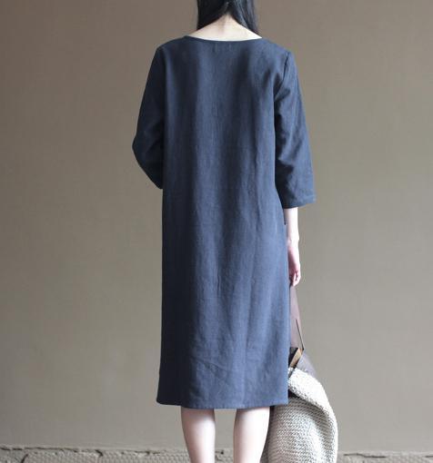 Asymmetrical Button Detail Pocket Shift Midi Dress