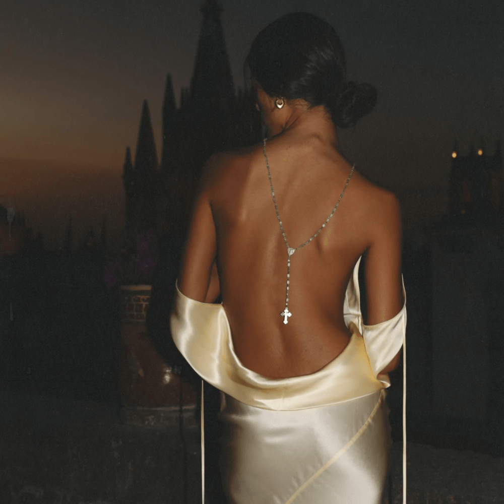 Cowl Neck Plunging Back Satin Maxi Dress