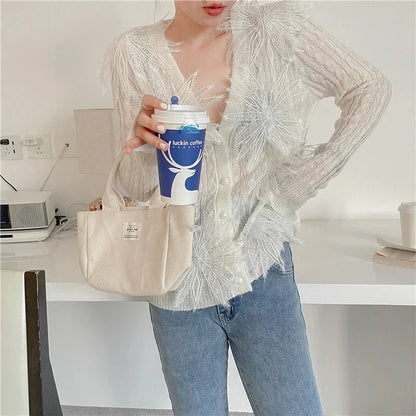 Sexy Embroidered Flower Knitted Blouse Party Blouse