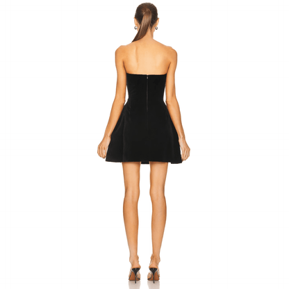 Sweetheart Rhinestone Heart Motif Mesh Mini Dress