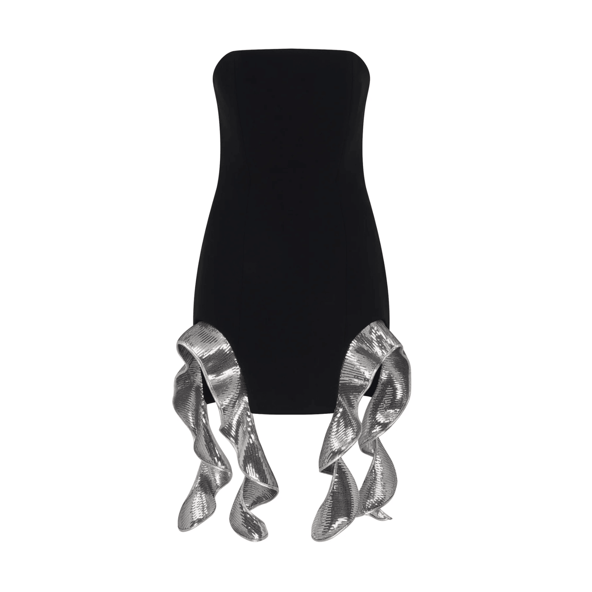 Strapless Sequin Ruffle Tiered Mini Dress