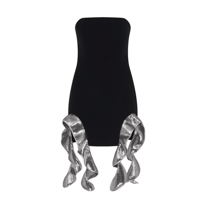 Strapless Sequin Ruffle Tiered Mini Dress