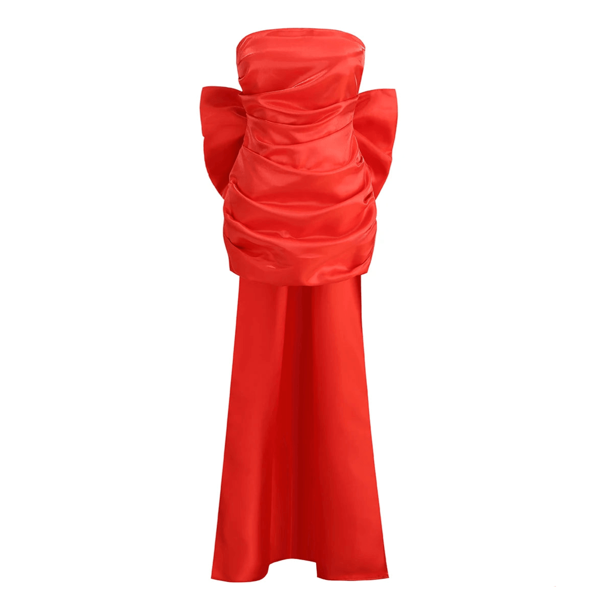 Strapless Oversized Bow Satin Mini Dress
