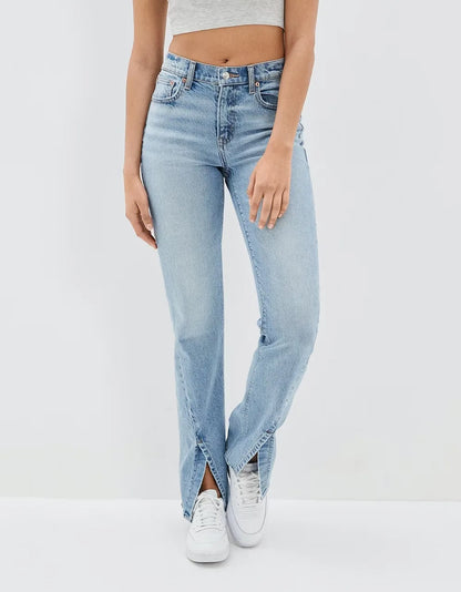 New Slit Slim Flare Women's High Waist Fashion Flared Pants Streetwear Jean