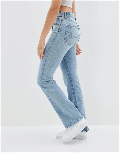 New Slit Slim Flare Women's High Waist Fashion Flared Pants Streetwear Jean