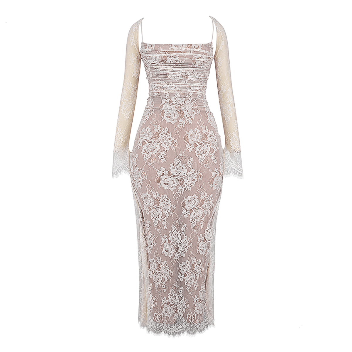 Sweetheart Floral Lace Tiered Ruffle Maxi Dress