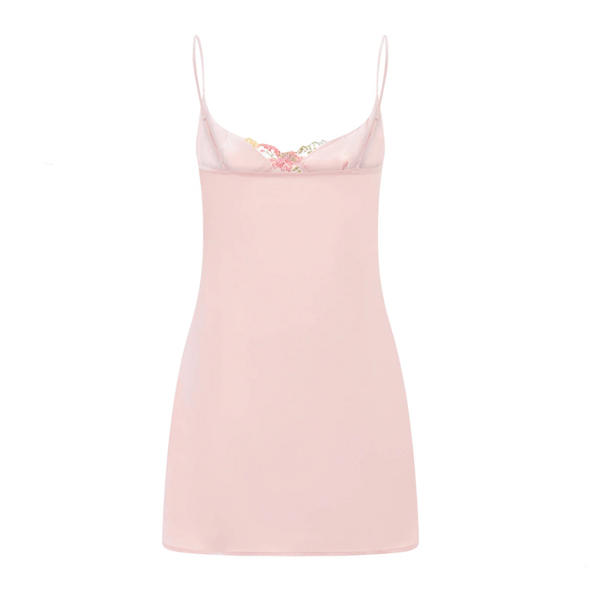 Sweetheart Neck Floral Embroidered Mesh Cup Satin Mini Dress