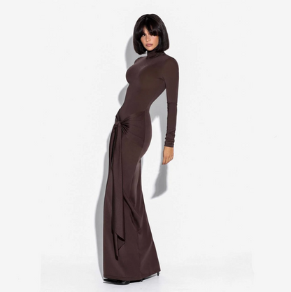 Halter Neck Sarong Wrap Draped Maxi Dress