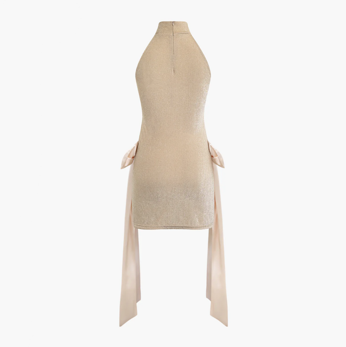Sweetheart Bow Trim Glitter Mesh Mini Dress