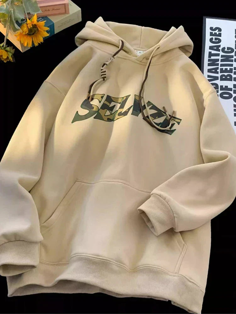 Camouflage Letter Print Punk Y2K Hoodie