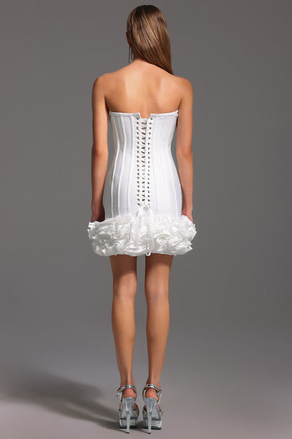 Sleeveless Fishbone Flower Bandage Mini Dress