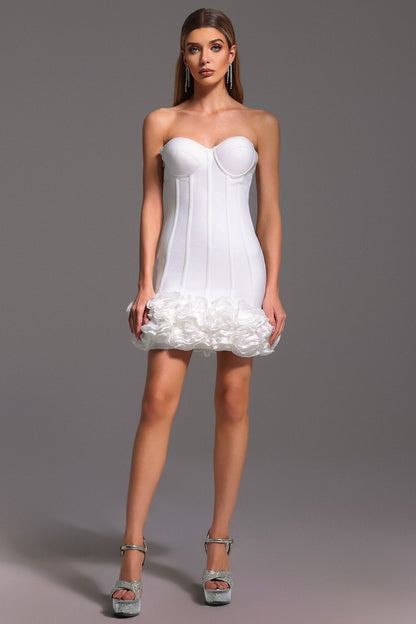 Sleeveless Fishbone Flower Bandage Mini Dress