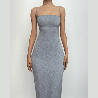 Square Neck Lace Up Criss Cross Tie Back Bodycon Maxi Dress