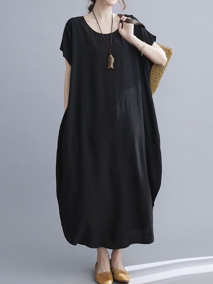 Square Neck Cap Sleeve Rib Knit Midi Dress