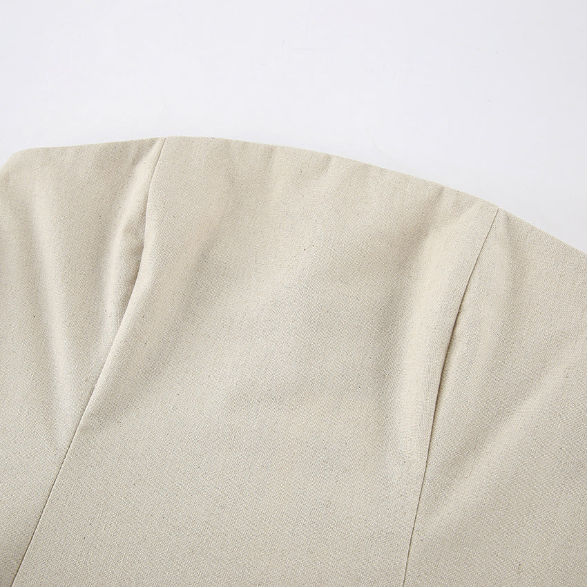 Strapless Woven Texture Floor Length Column Maxi Dress