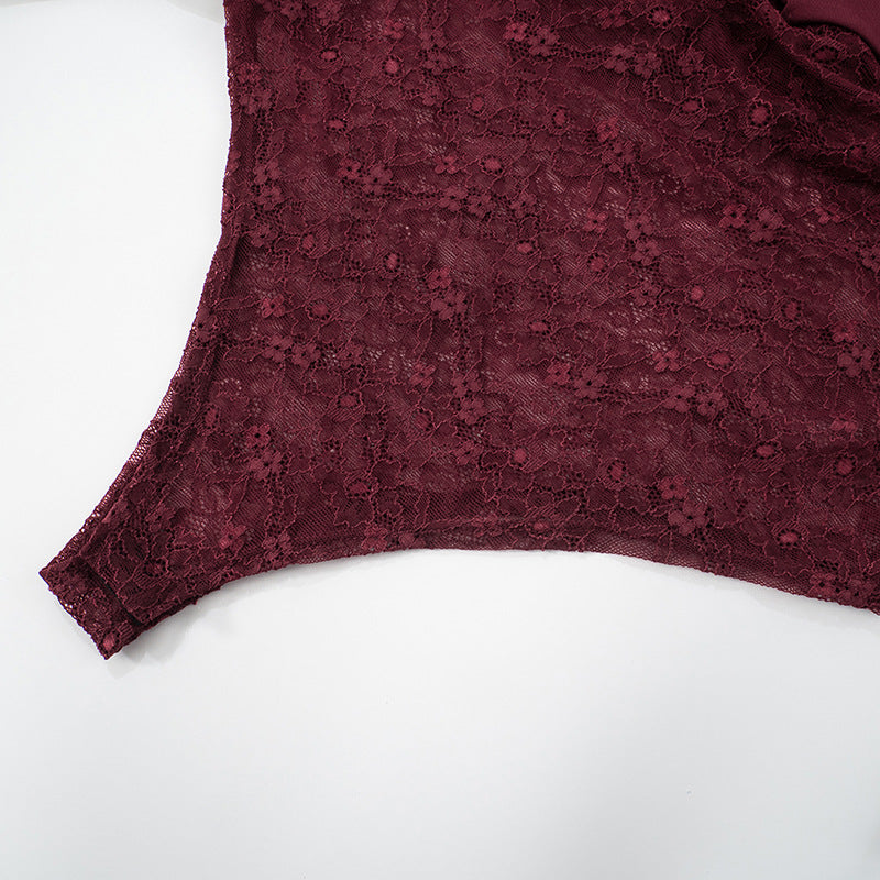Spaghetti Strap Square Neck Lace Panel Maxi Dress