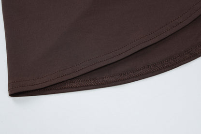 Mock Neck Ruched Asymmetric Train Mini Dress