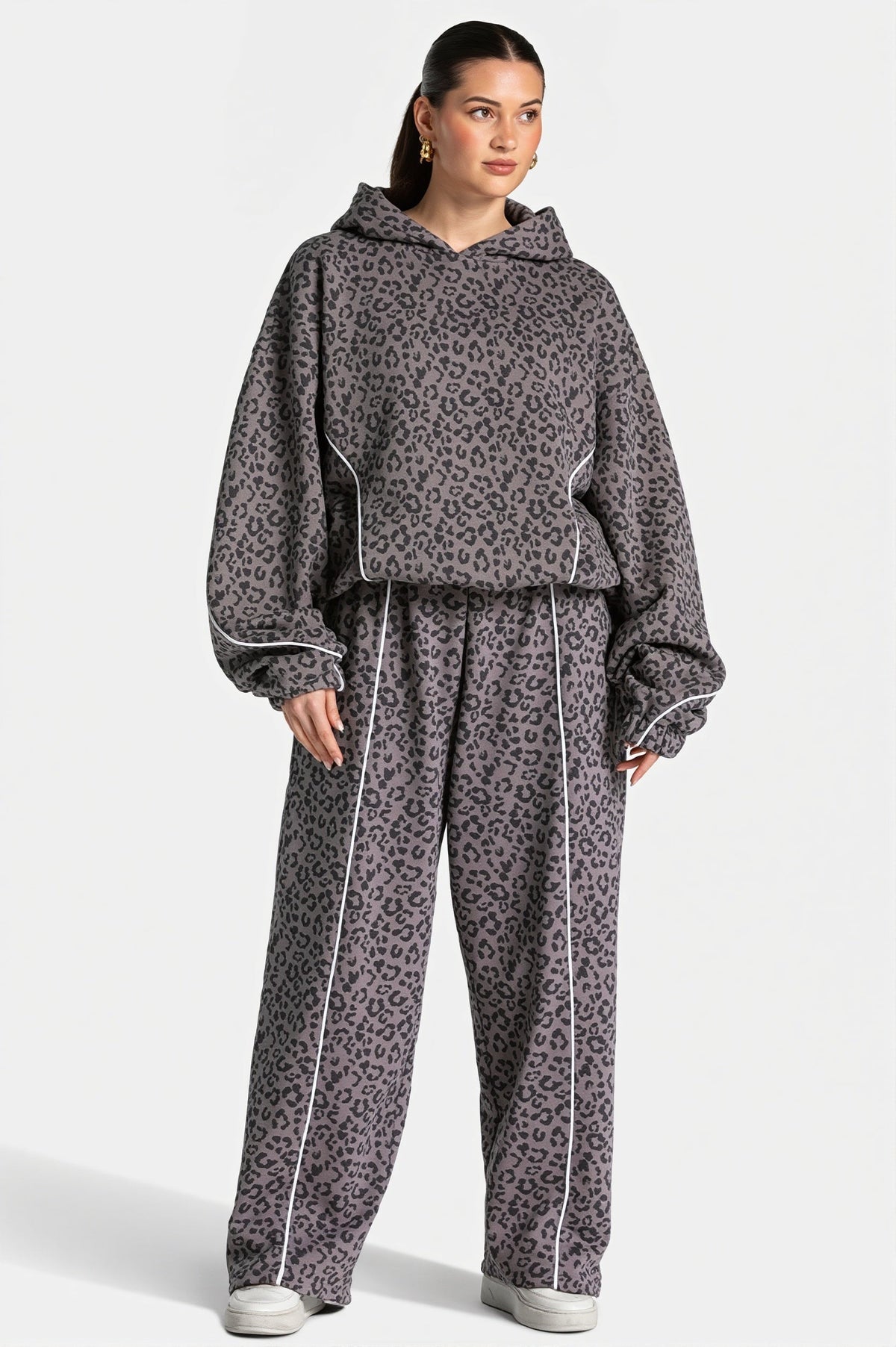 Leopard Hooded Loose Two Piece Set