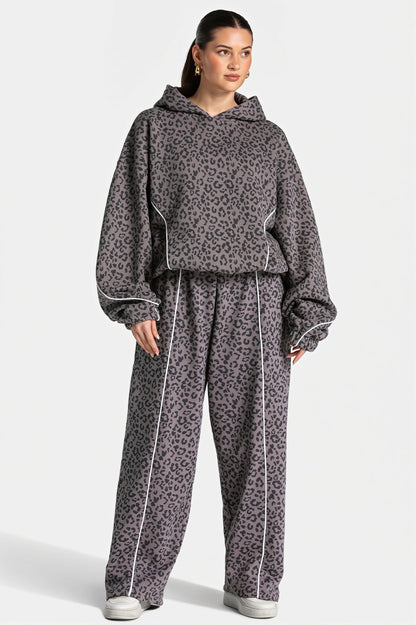 Leopard Hooded Loose Two Piece Set