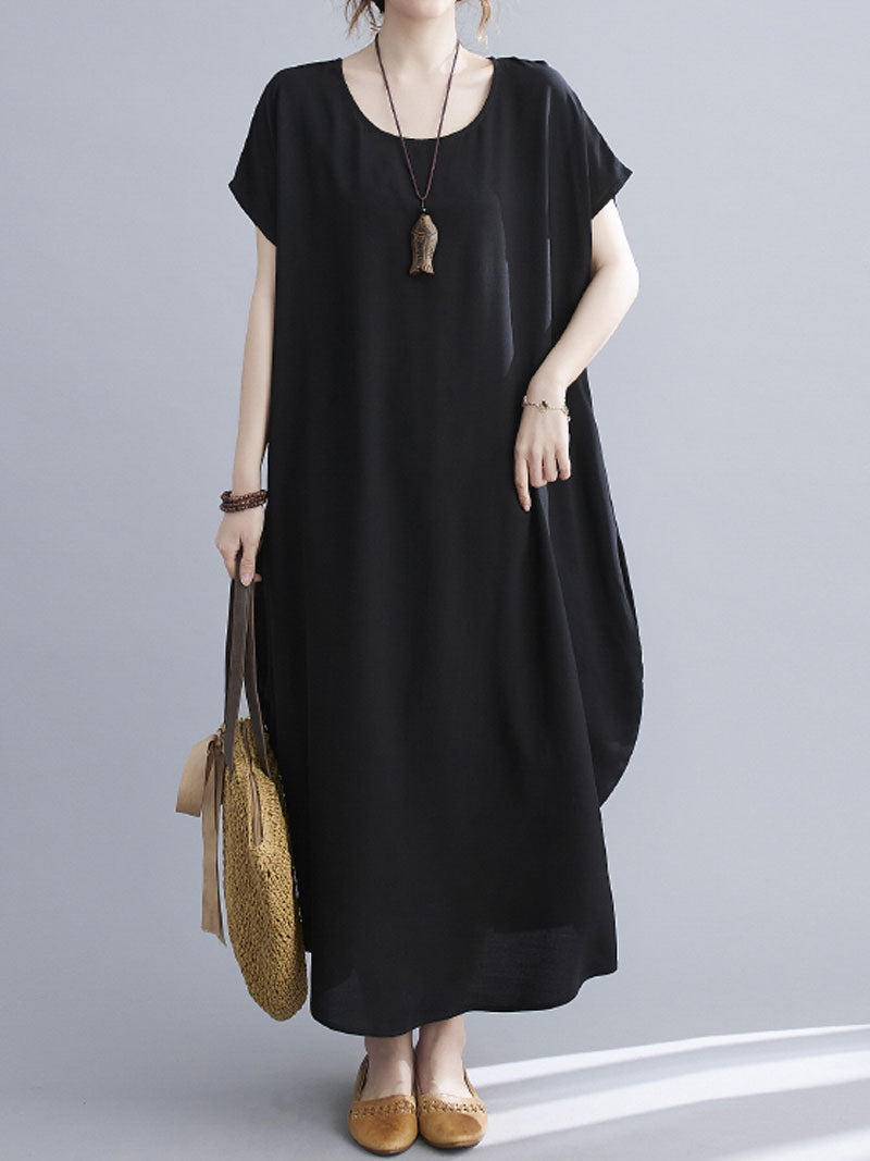 Square Neck Cap Sleeve Rib Knit Midi Dress