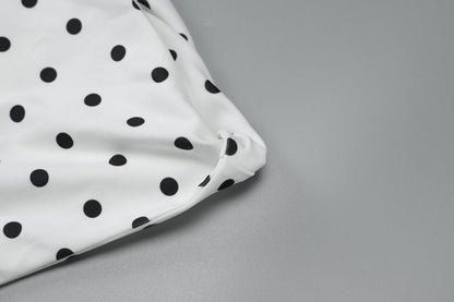 One Shoulder Tie Bow Sleeve Polka Dot Bodycon Mini Dress