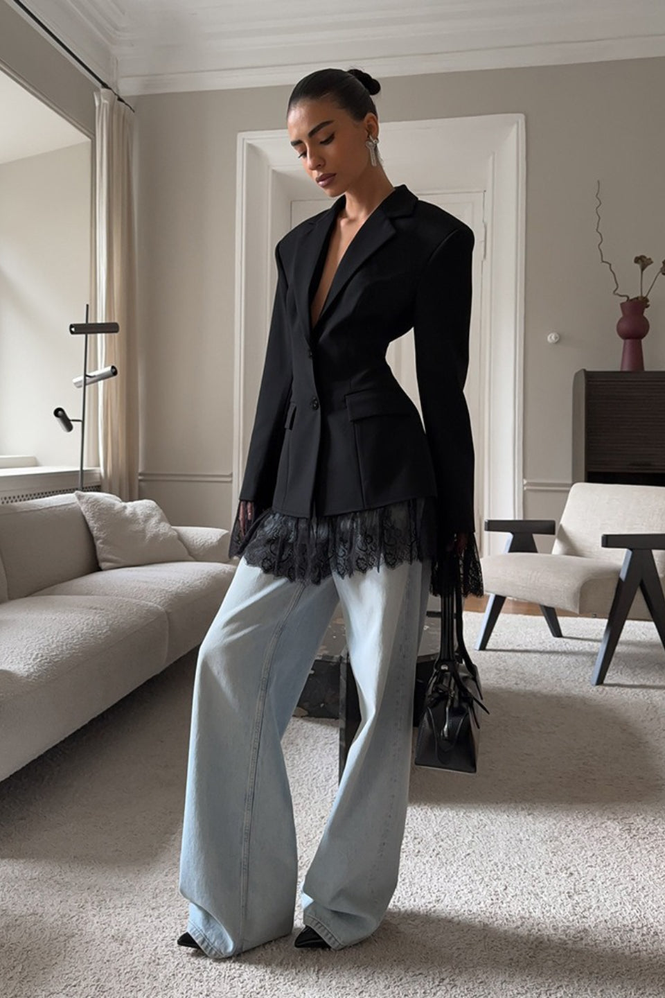 Versatile Lace Detail Tailored Blazer