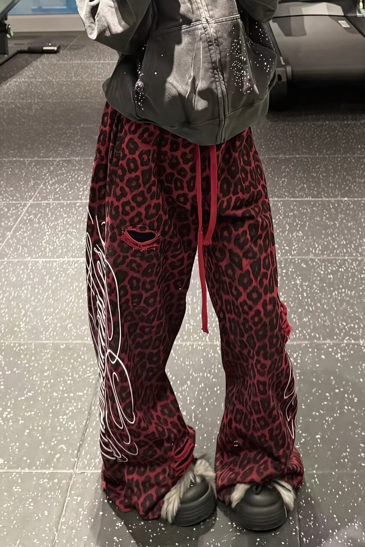 Double Waist Leopard Wide Pants