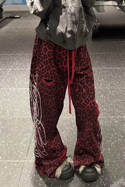 Double Waist Leopard Wide Pants