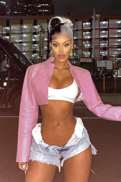 Sexy Pink Moto Varsity Jacket
