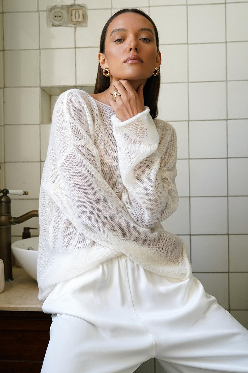 Lightweight See Through Knit Blouse