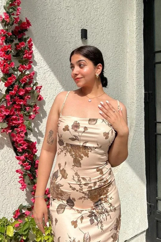 Elegant Floral Print Maxi Dress