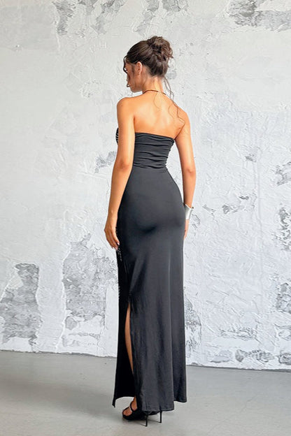 Rhinestone Strapless Bodycon Maxi Formal Dress