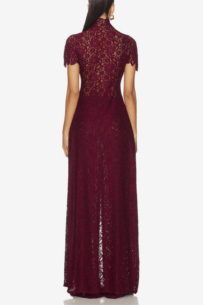 Lace Long Cape Cutout Pants Set