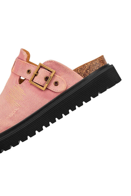 Distressed Denim Closed-toe Slip-on Flat