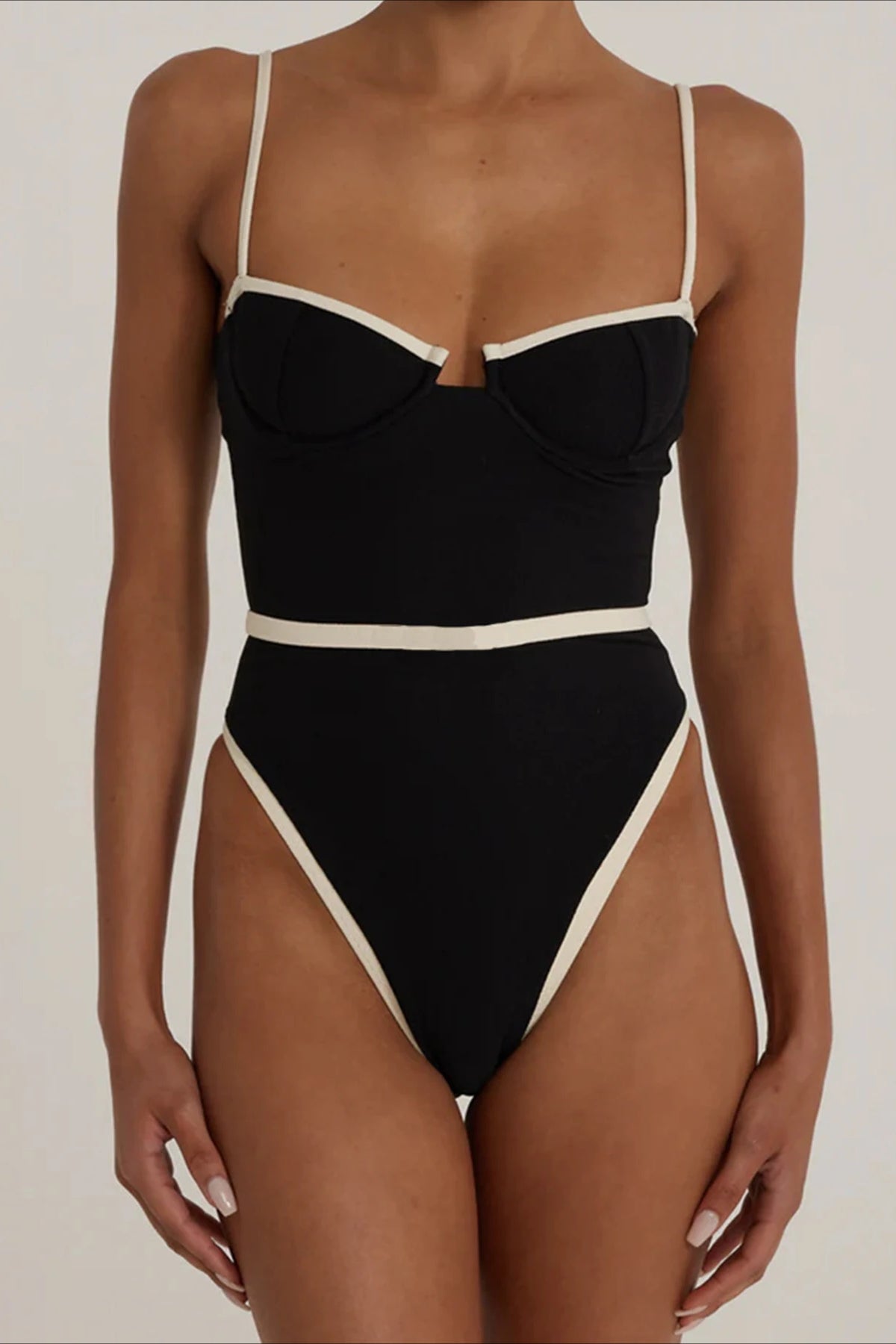 Contrast Color One Piece Bikini Set