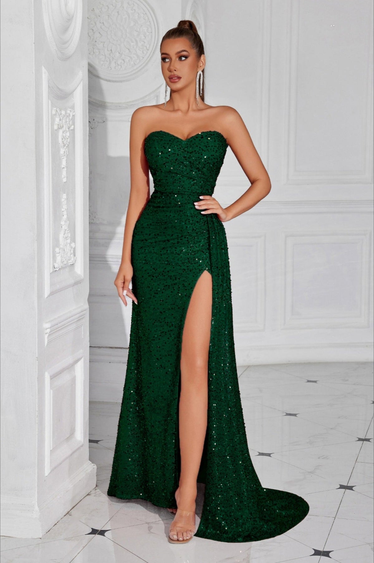 Strapless Split Maxi Dress