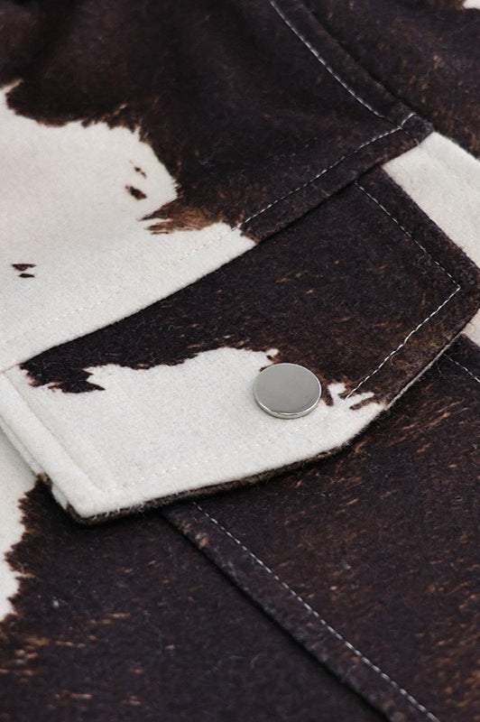 Trendy Asymmetrical Print Short Coat