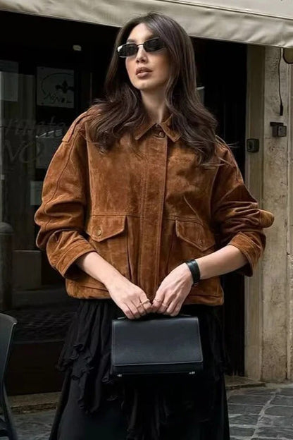 Streetwear Suede Bomber Jacket